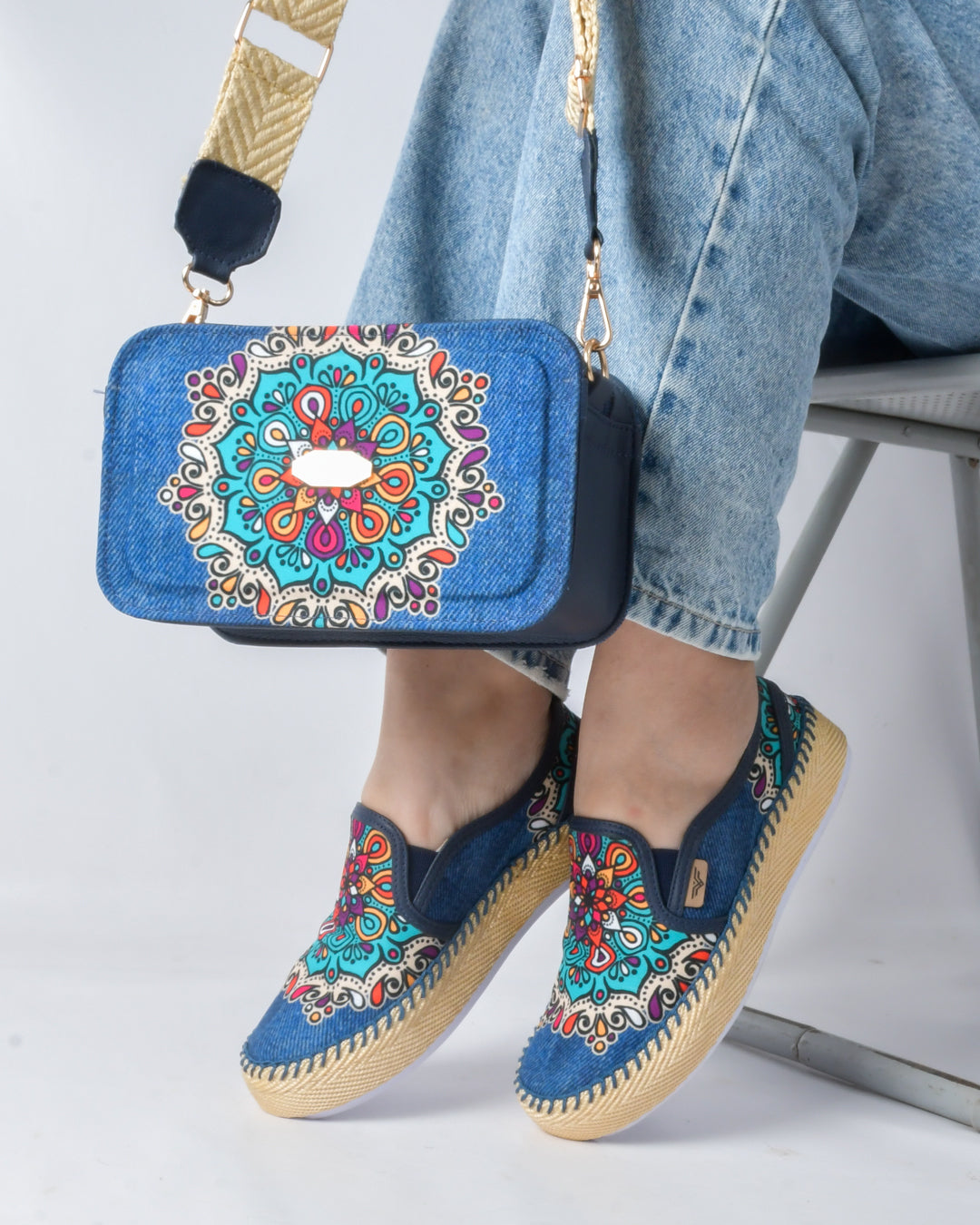 Mint Denim Shoes & Crossbody Bag Set by Pontiak