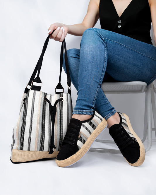 RM Black Shoes & Handbag Set by Pontiak