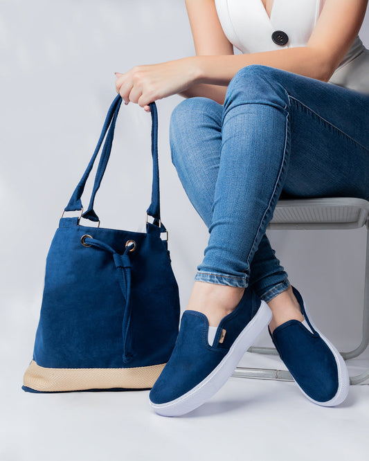 Navy Shoes & Handbag Set by Pontiak