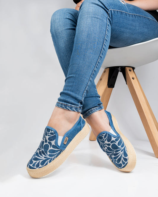 Leaves Pampa Denim Slip-On Espadrille Sneakers by Pontiak