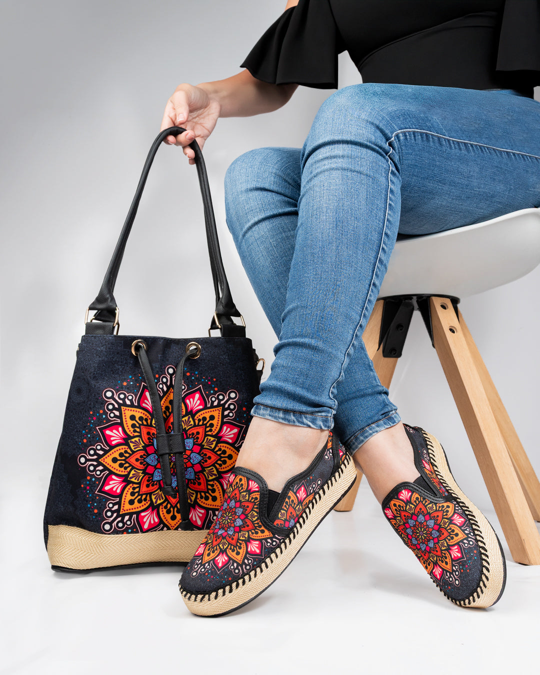Aila Black Shoes & Handbag Set by Pontiak