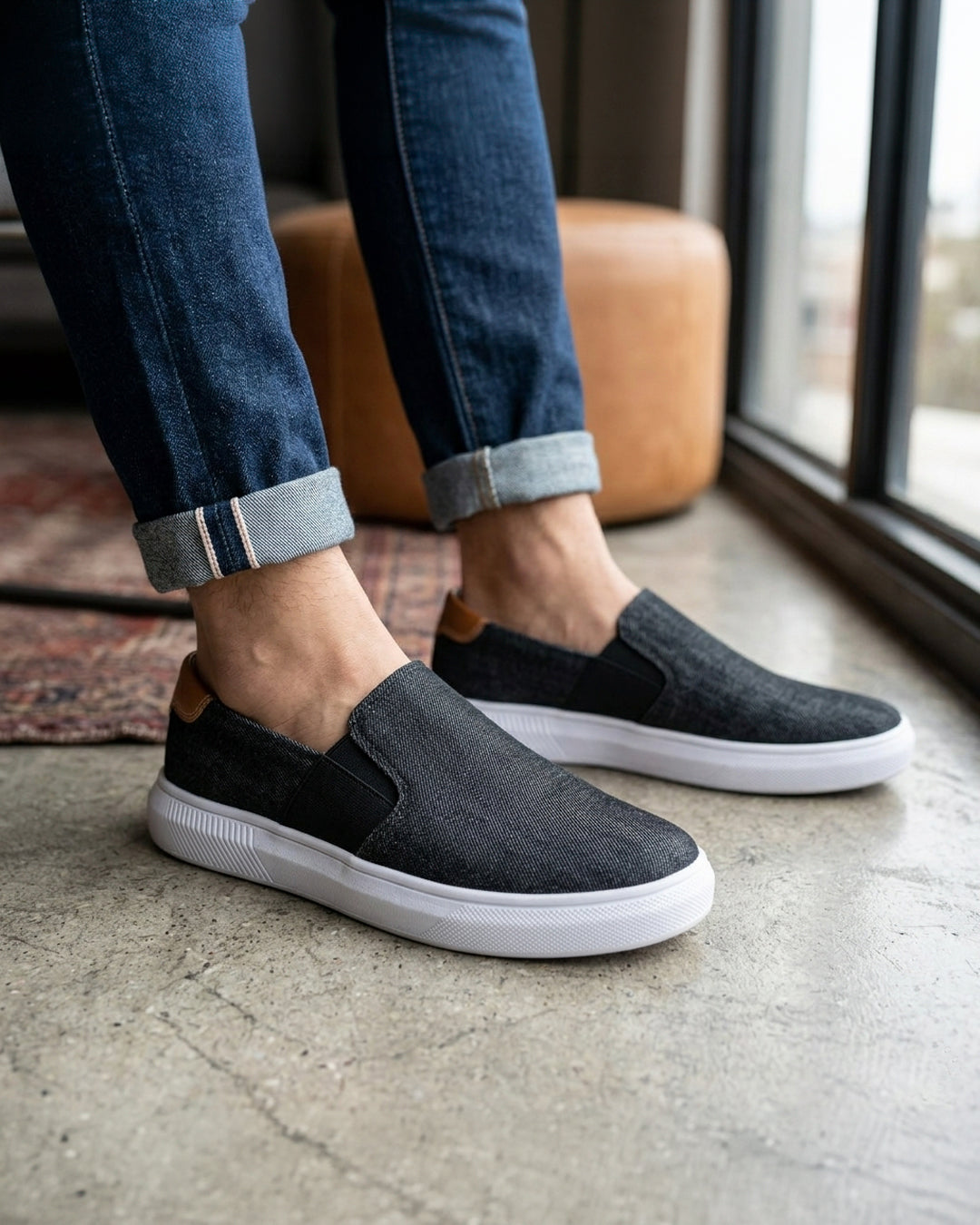 Denim Dark Men's Slip-On Espadrille Sneakers by Pontiak