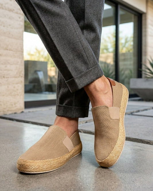 Beige Men's Espadrille Slip-On Shoes by Pontiak