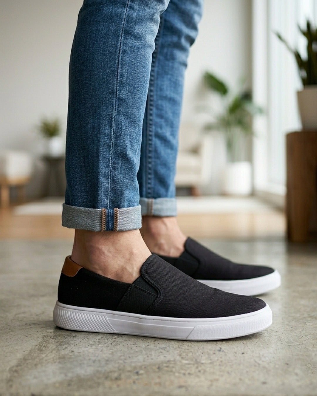 Black Men's Slip-On Espadrille Sneakers by Pontiak