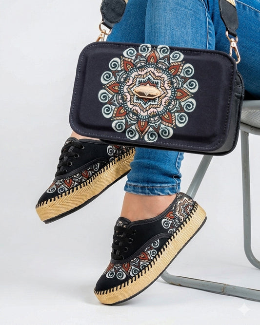 Tiwa Black Shoes & Crossbody Bag Set by Pontiak