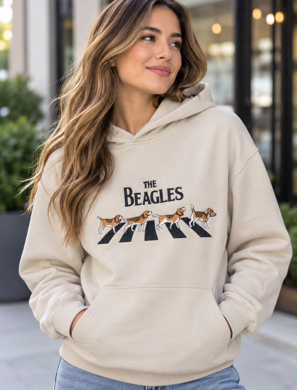 Sudadera con capucha bordada de Beagles – Sudadera con capucha divertida unisex de perros Beagles