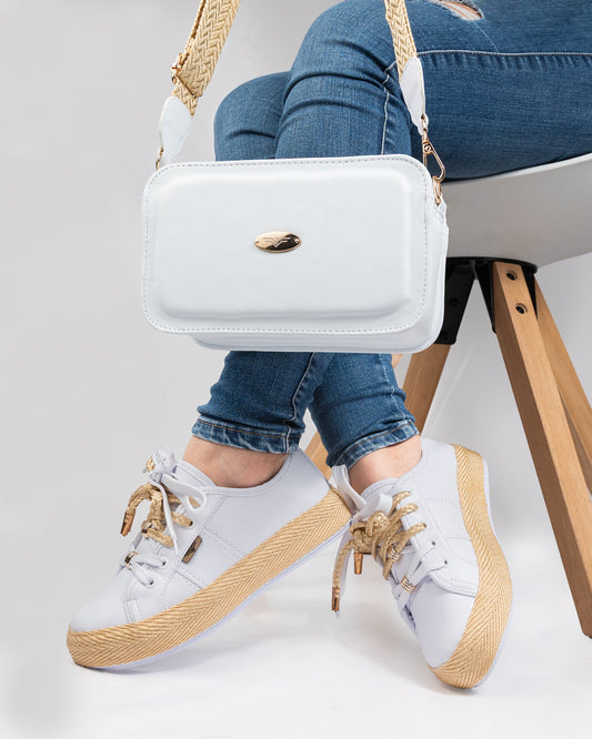 Colonial White Shoes & Crossbody Bag Set by Pontiak
