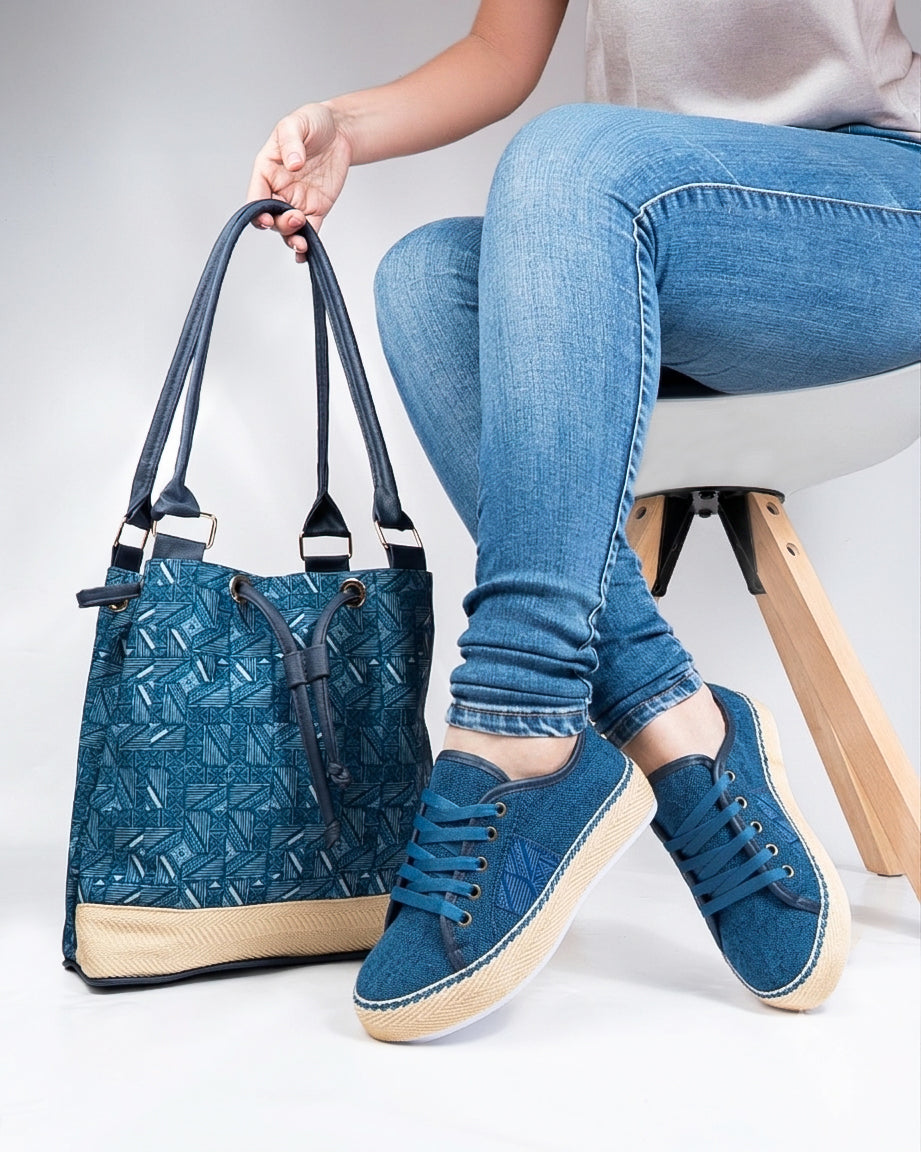Petrol Shoes & Handbag Set by Pontiak