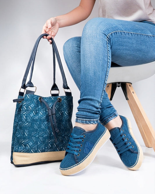 Petrol Shoes & Handbag Set by Pontiak