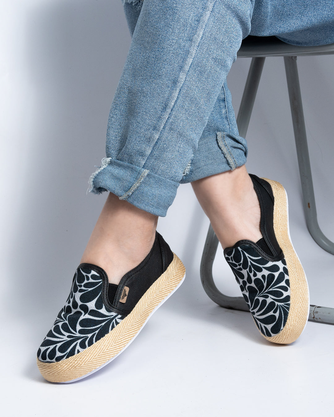 Pampa Black Slip-On Espadrille Sneakers by Pontiak