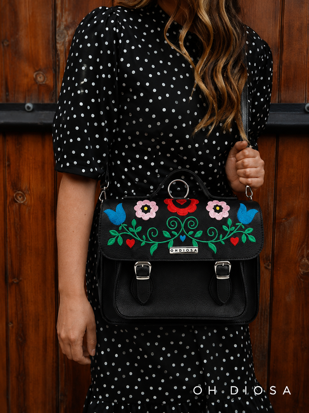 Medium Colombia Floral Embroidered Bag – Convertible Backpack Purse