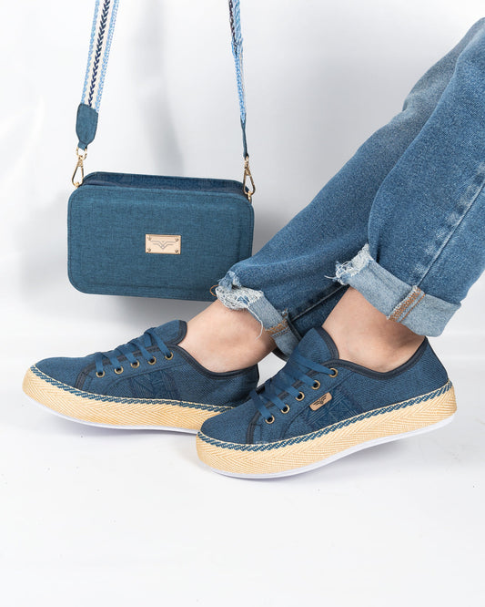 Petrol Blue Shoes & Crossbody Bag Set by Pontiak