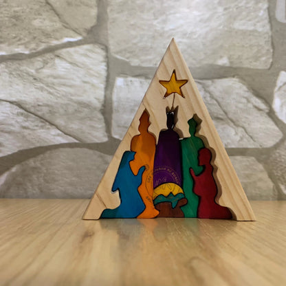 Triangle Wooden Nativity Scene