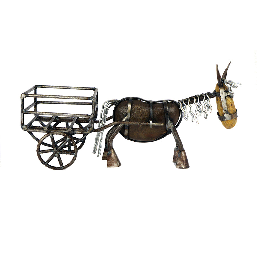 Decorative Donkey with Cart – Recycled Materials