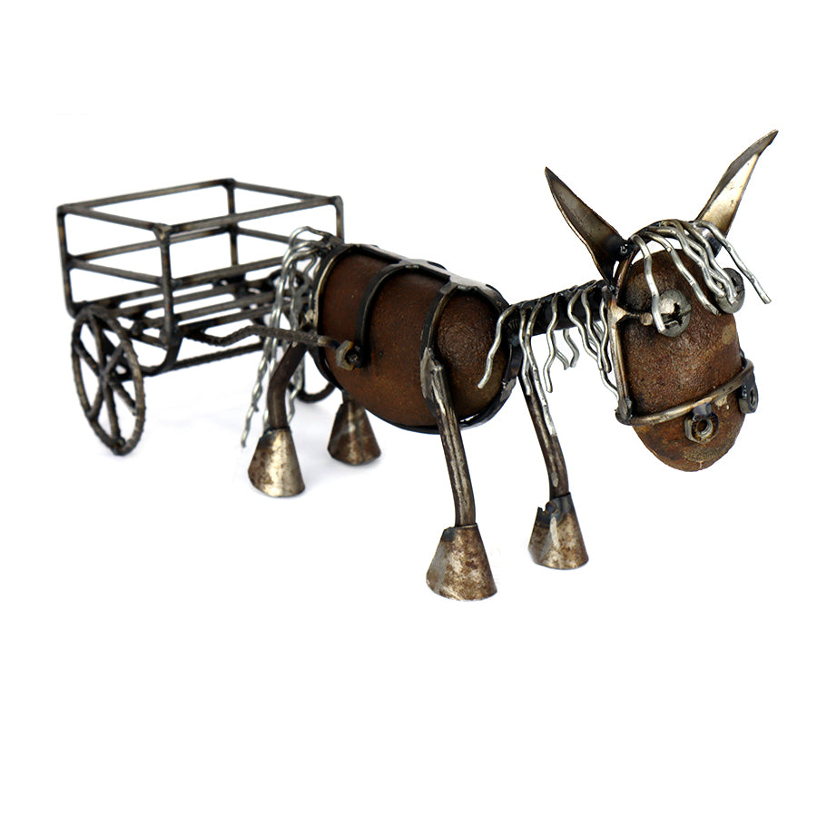 Decorative Donkey with Cart – Recycled Materials