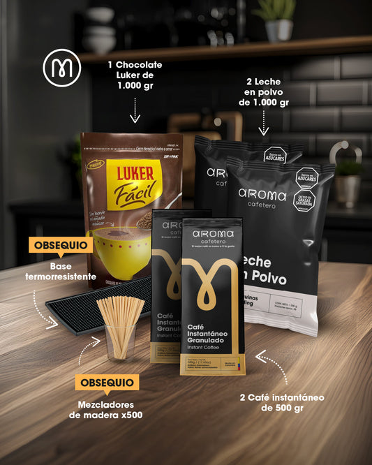 Instant Granulated Coffee Combo with Luker Chocolate & Milk