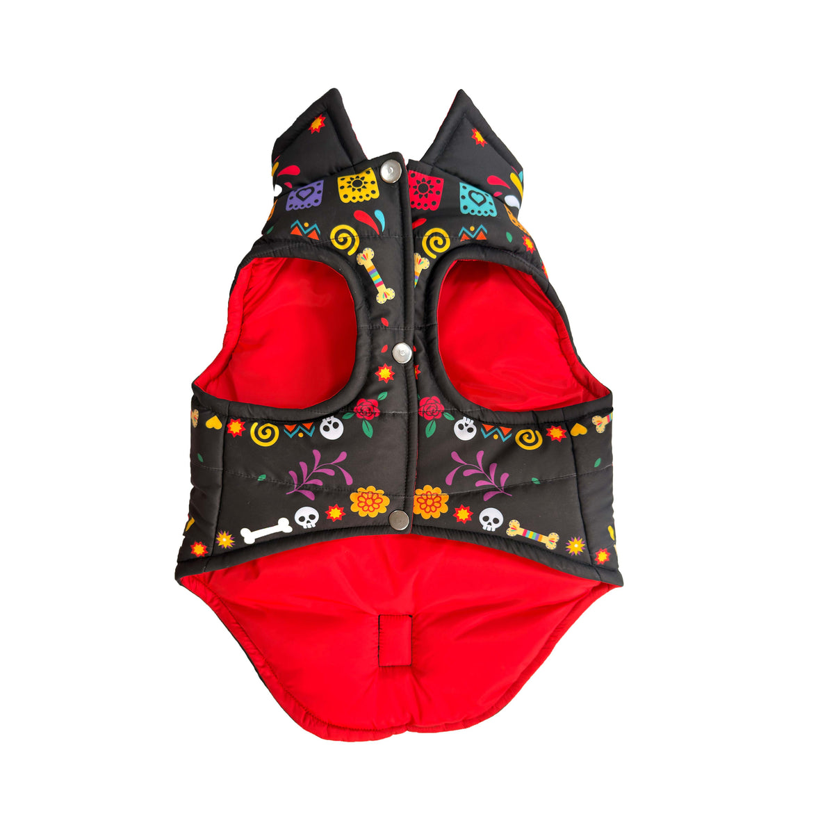 Day of the Dead Black Padded Dog Vest