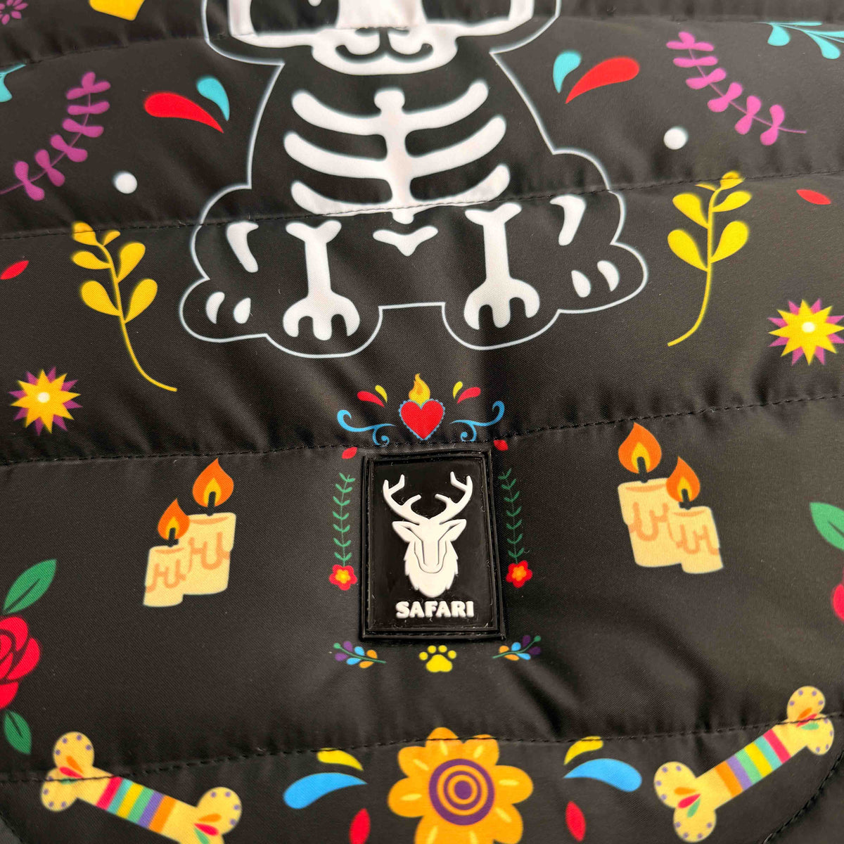 Day of the Dead Black Padded Dog Vest