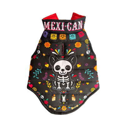 Day of the Dead Black Padded Dog Vest