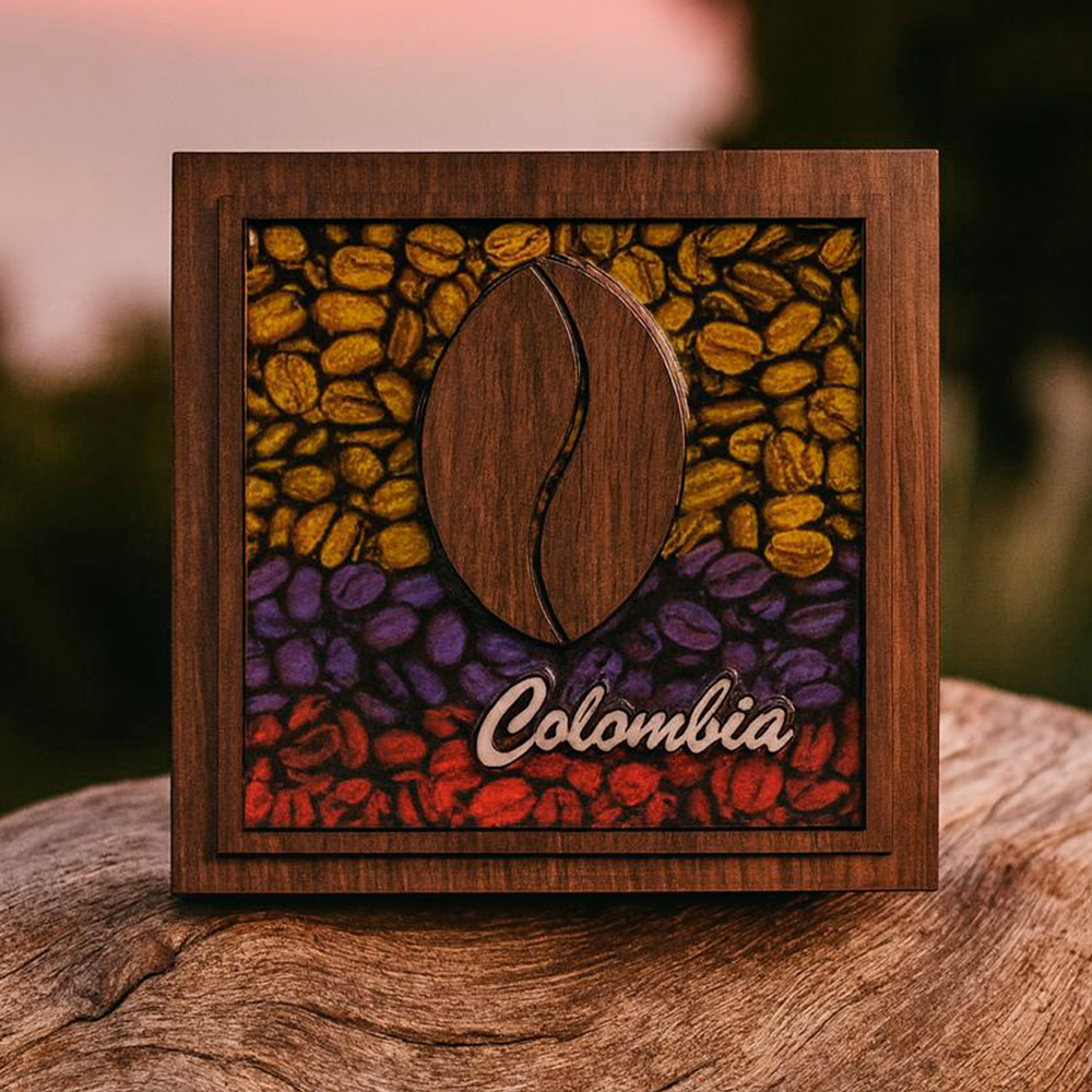 Traditional Colombian Coffee Bean Wooden Napkin Holder