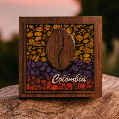 Traditional Colombian Coffee Bean Wooden Napkin Holder
