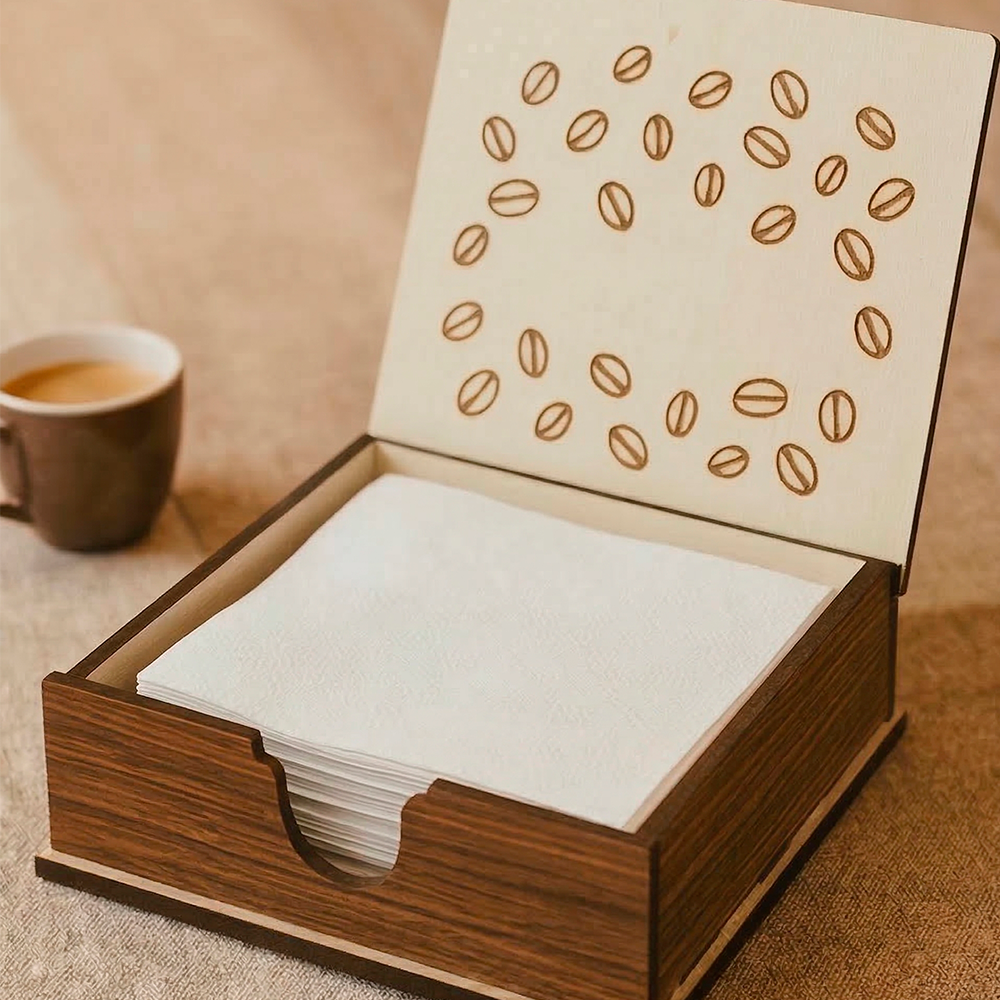 Traditional Colombian Coffee Bean Wooden Napkin Holder