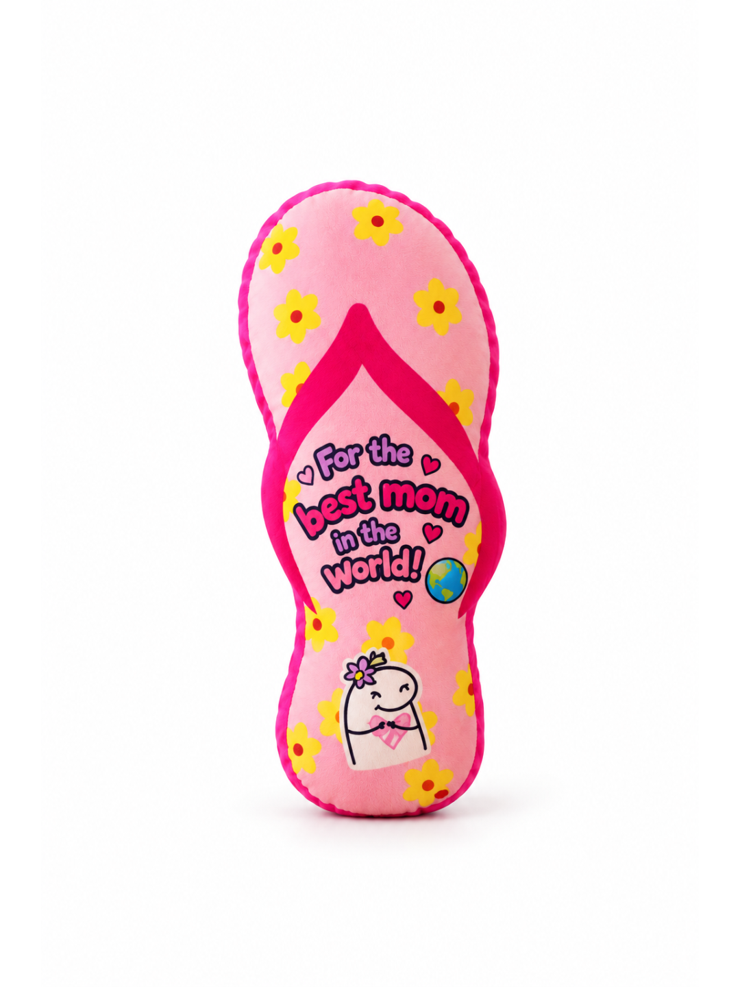 "Best Mom in the World" Flip-Flop Pillow – Pink Floral Sandal Cushion