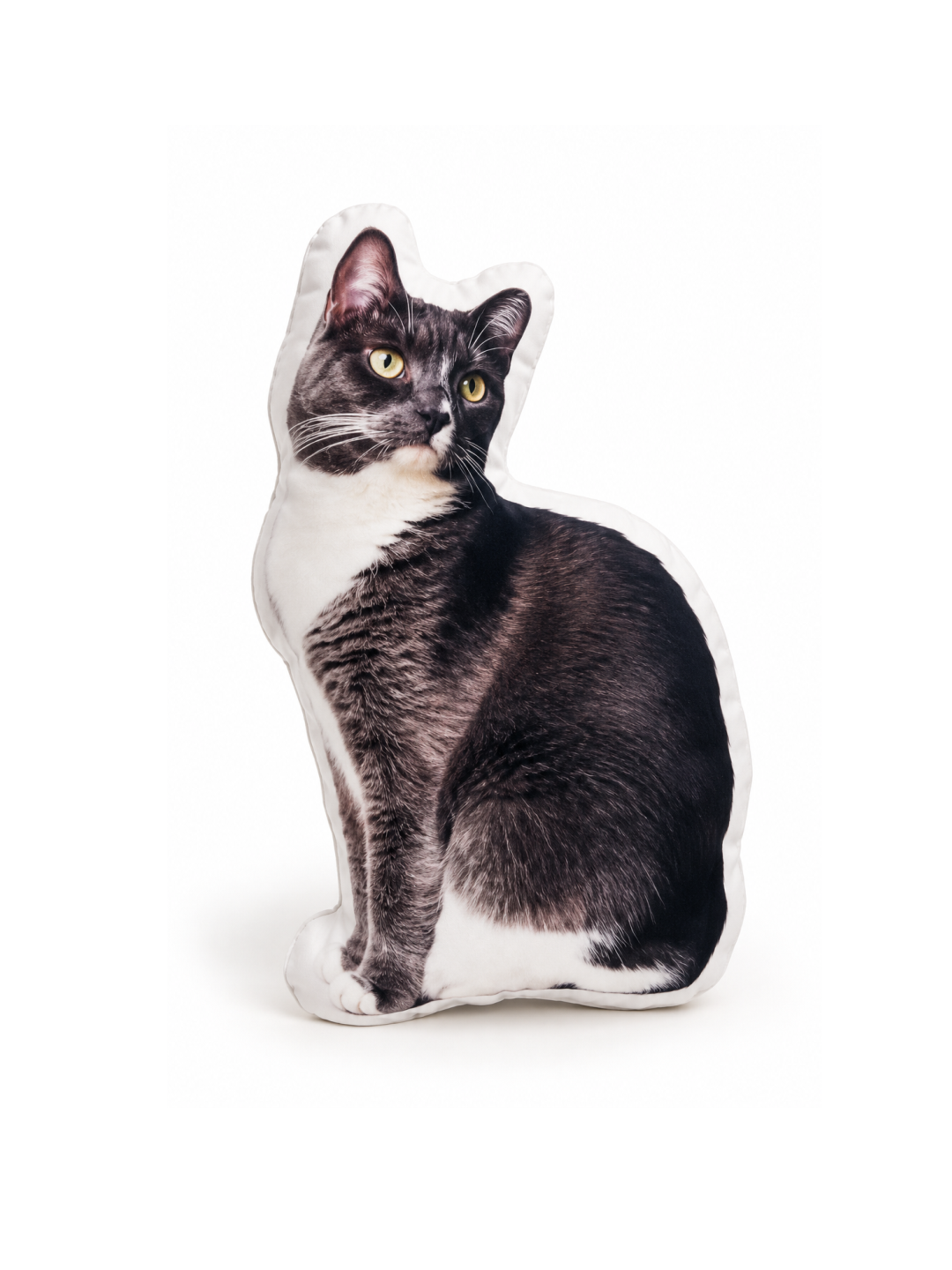 Tuxedo Cat Pillow – Realistic Sitting Cat Shaped Cushion