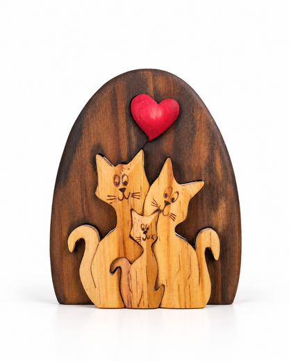 Cats Oval Wood Art – Medium