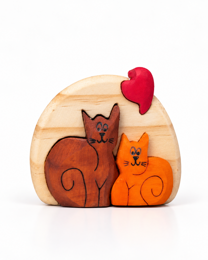 Cats in Love Wood Art – Small