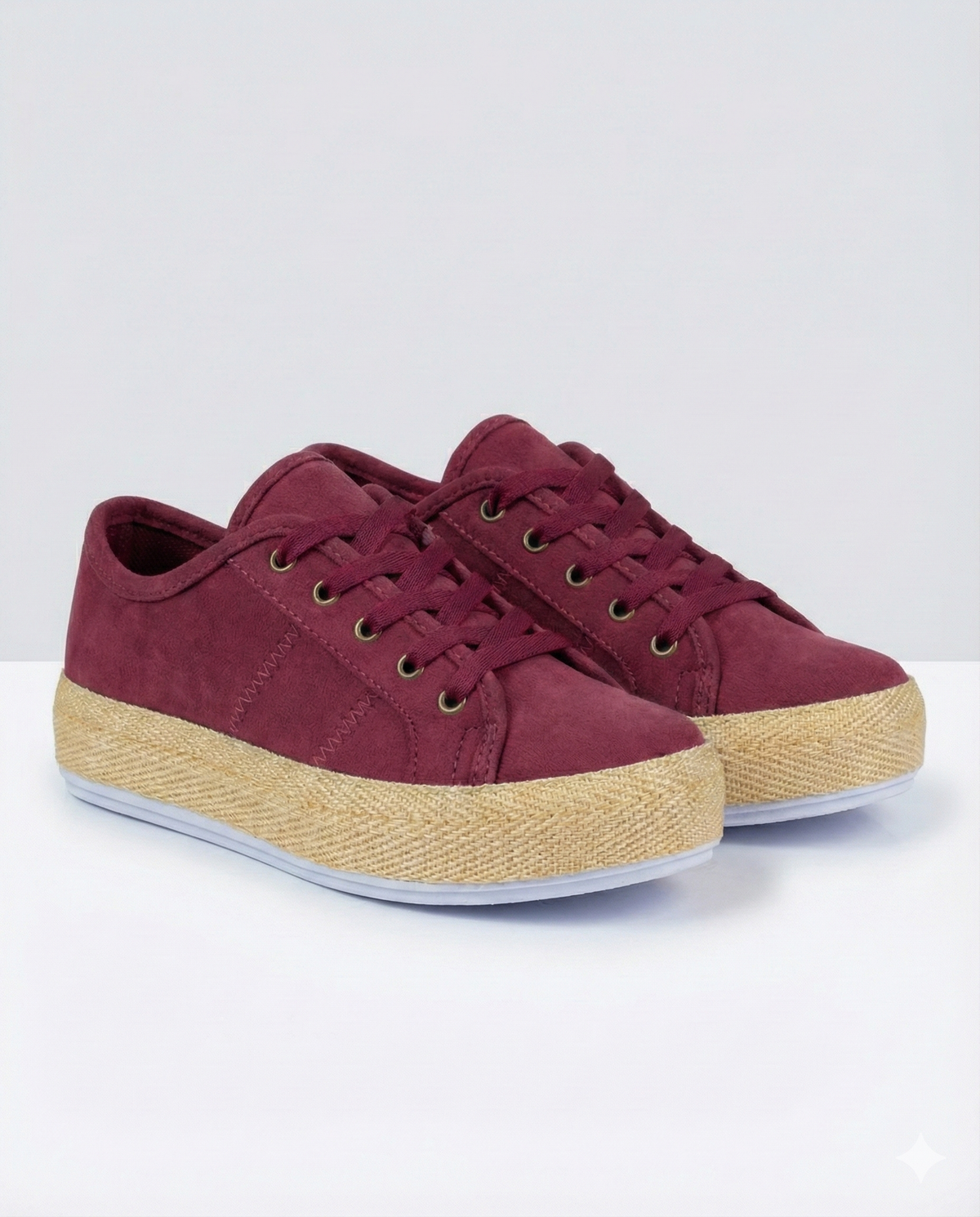 Burgundy Lace-Up Espadrille Sneakers by Pontiak
