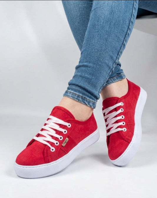 Lince Red Carla Lace-Up Espadrille Sneakers by Pontiak