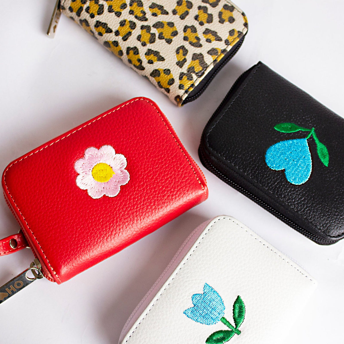 Lola Leather Wallet – Small Embroidered Wristlet Wallet