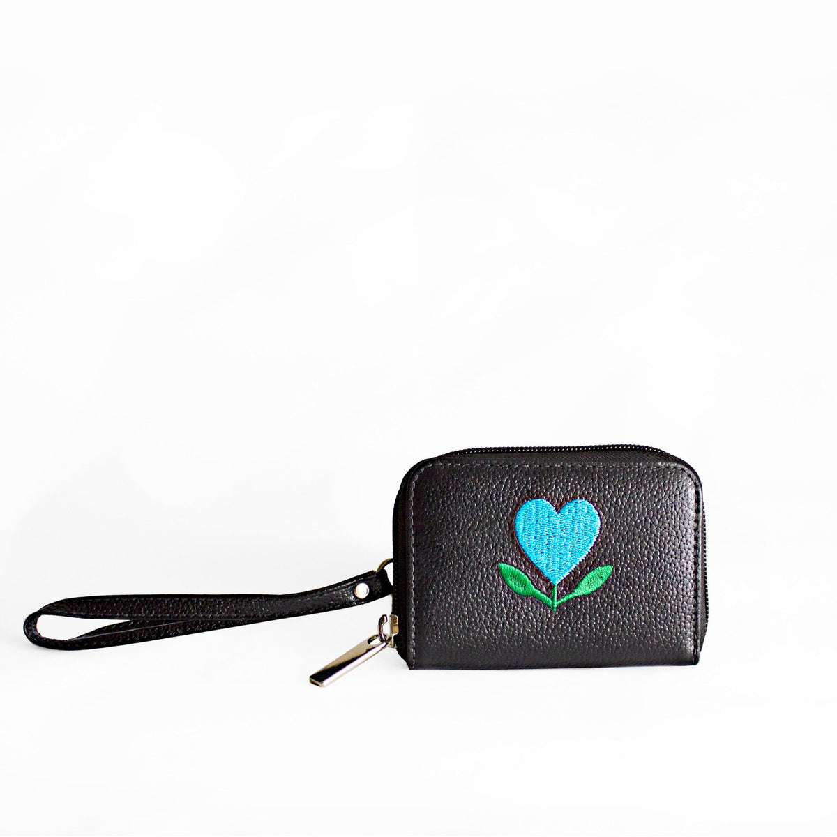 Lola Leather Wallet – Small Embroidered Wristlet Wallet