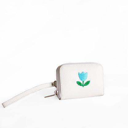 Lola Leather Wallet – Small Embroidered Wristlet Wallet