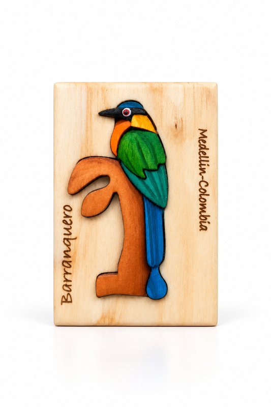 Motmot Wooden Fridge Magnet – Handmade Intarsia Souvenir