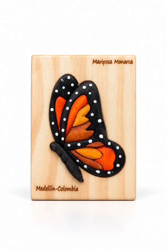Monarch Butterfly Wooden Fridge Magnet – Handmade Intarsia Souvenir