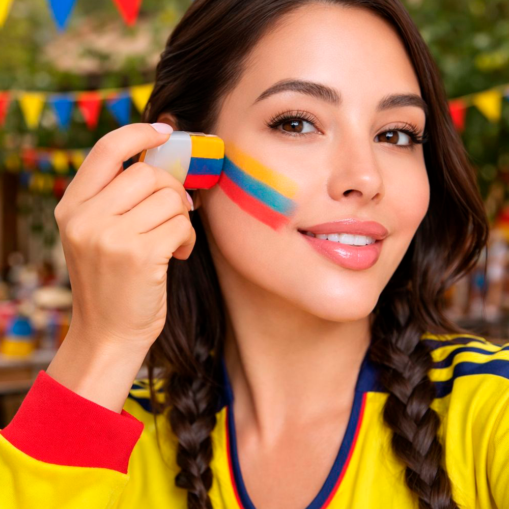 Colombian Flag Face Paint Stick – Effortless Tricolor Fan Makeup
