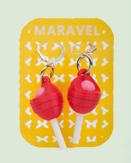 Bon Bon Bum Lollipop 3D printed pair of earrings