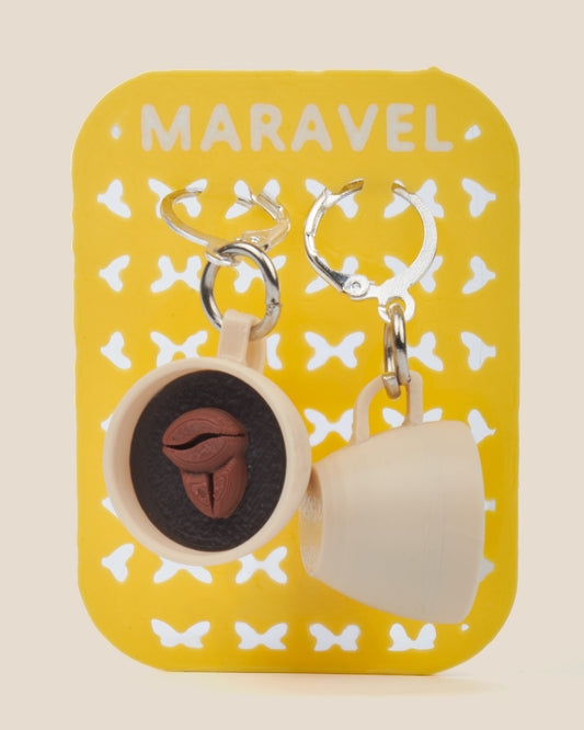 Coffee Cup 3D printed pair of earrings