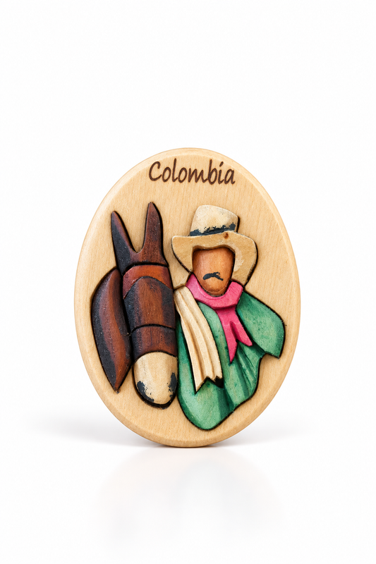 Arriero Wooden Fridge Magnet – Handmade Intarsia Souvenir