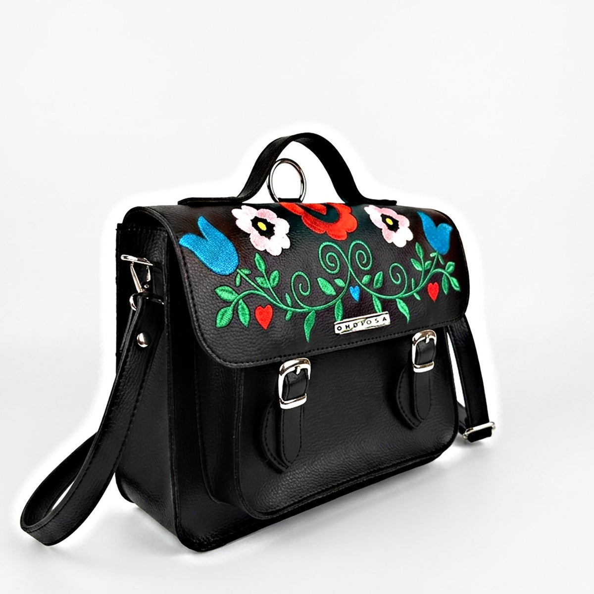 Medium Colombia Floral Embroidered Bag – Convertible Backpack Purse