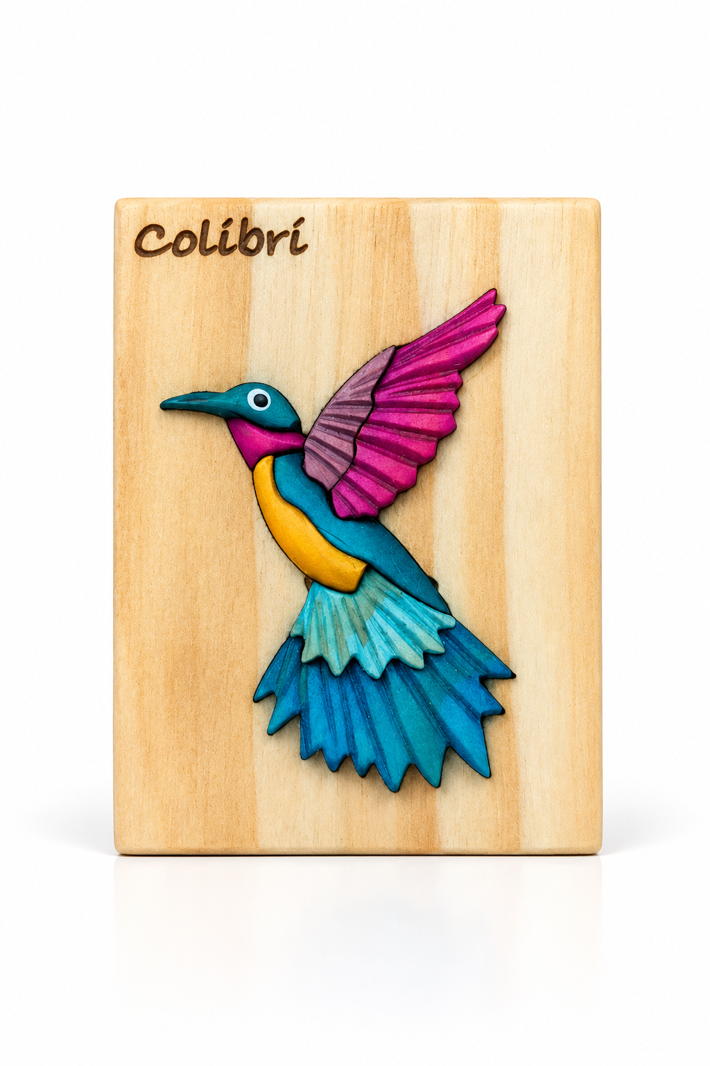 Hummingbird Wooden Fridge Magnet – Handmade Intarsia Souvenir