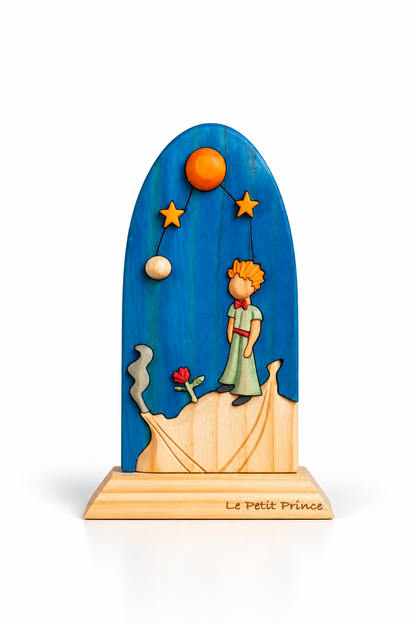 Little Prince and the Rose Wood Art – Large – Handmade Intarsia