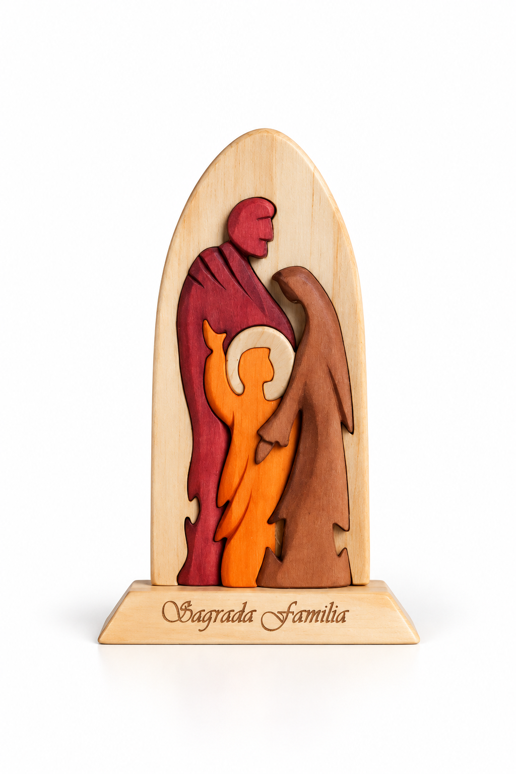 Holy Family Wood Art – Small – Handmade Intarsia Religious Decor