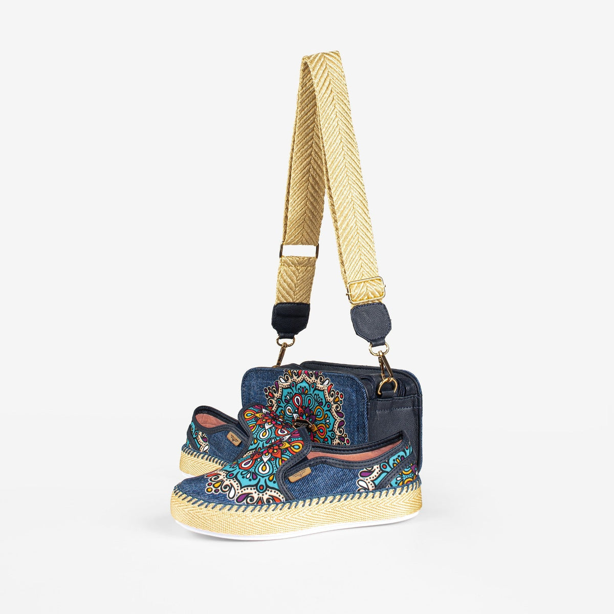 Mint Denim Shoes & Crossbody Bag Set by Pontiak