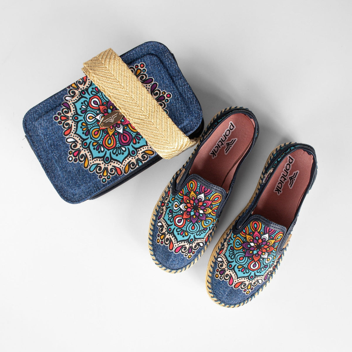 Mint Denim Shoes & Crossbody Bag Set by Pontiak