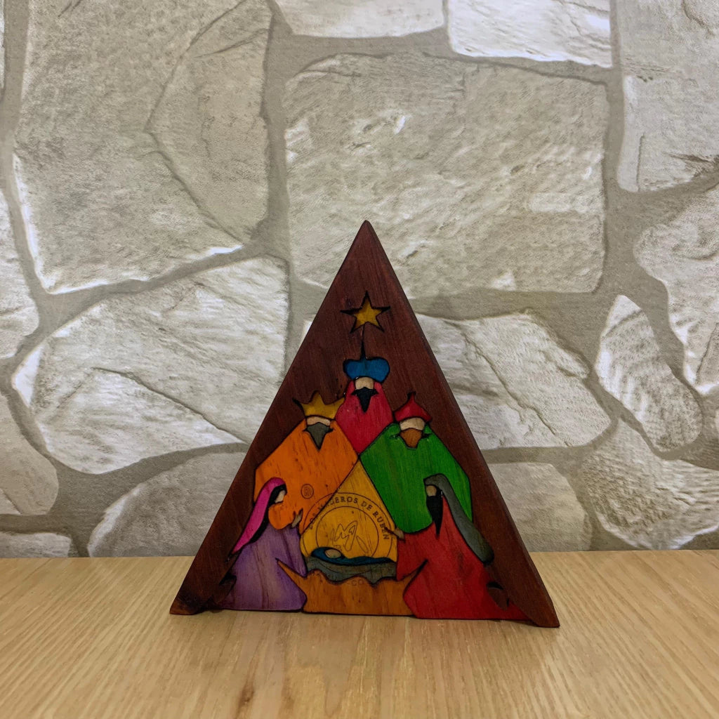 Triangle Wooden Nativity Scene