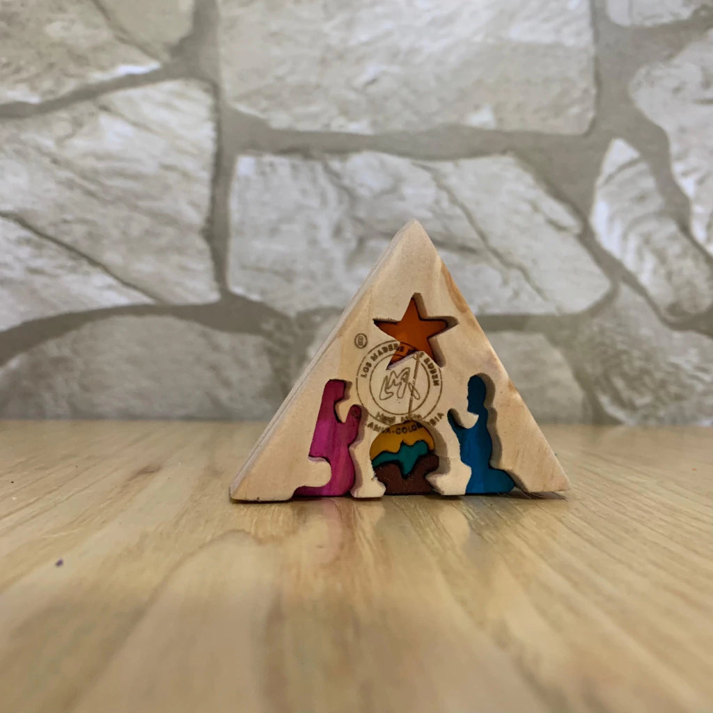 Triangle Wooden Nativity Scene