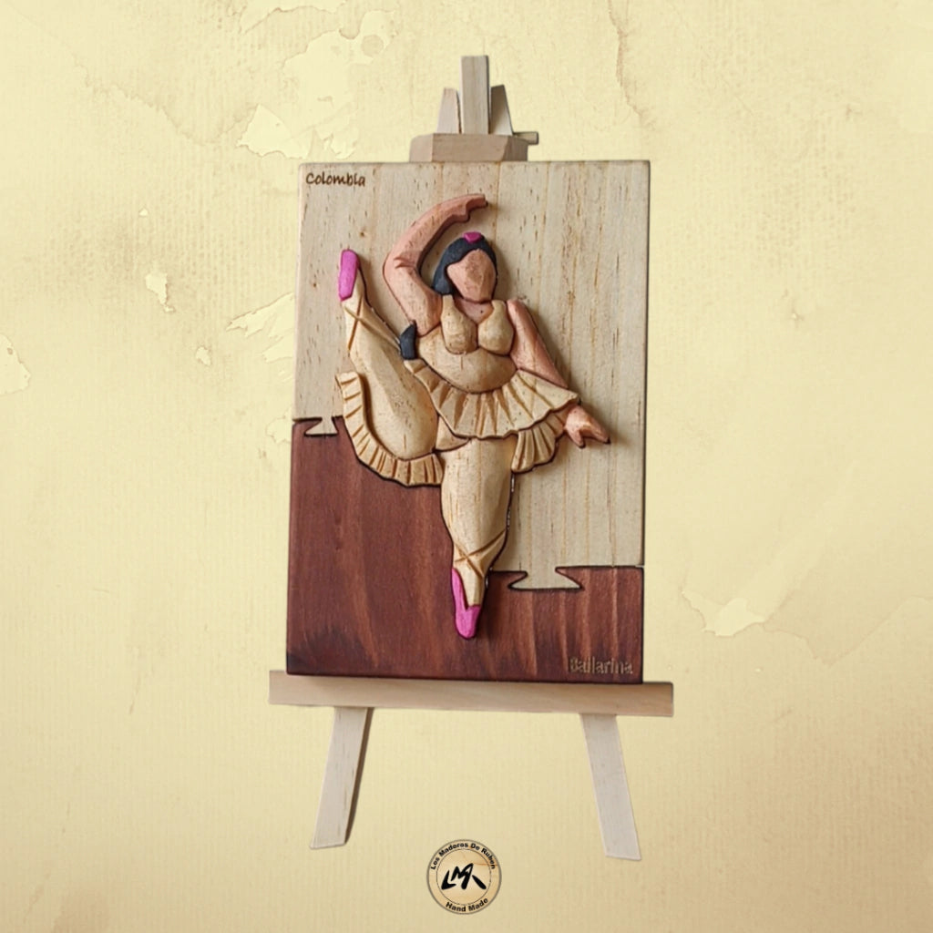 Botero Ballerina Wood Art on Easel
